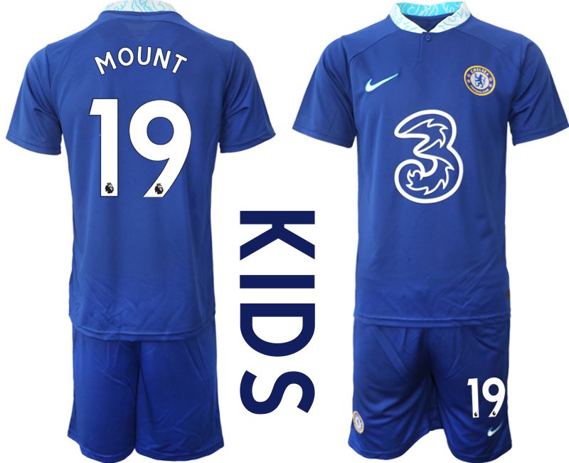 Youth 2022-2023 Club Chelsea FC home blue 19 Soccer Jersey